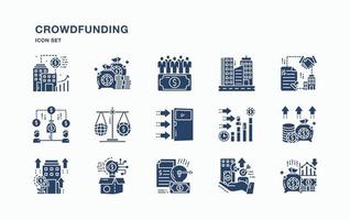 set di icone di crowdfunding e business vettore