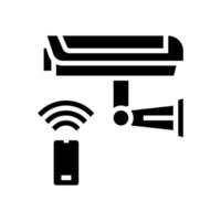 videocamera, illustrazione vettoriale dell'icona del glifo del telecomando del sistema di sicurezza