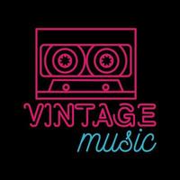 modello vettoriale logo musica vintage con stile neon