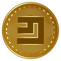 illustrazione vettoriale della moneta di criptovaluta emercoin futuristica d'oro