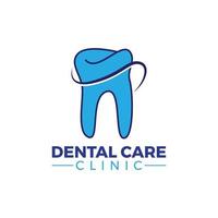 logo blu semplice e moderno della clinica per la cura dei denti vettore