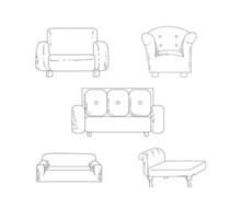 collezione soggiorno divano disegnato a mano vettore