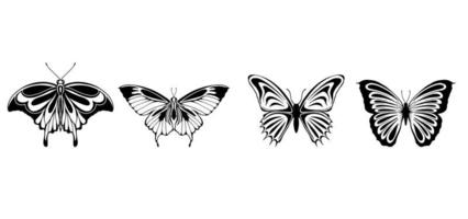 collezione di farfalle in bianco e nero vettore