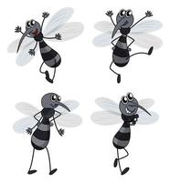 quattro zanzare su uno sfondo bianco