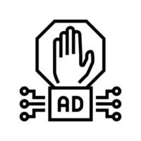 illustrazione vettoriale dell'icona della linea di tecnologia del blocco pubblicitario