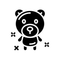 illustrazione vettoriale dell'icona del glifo del fumetto del personaggio dell'orso