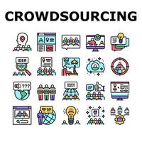 Le icone della raccolta di affari di crowdsourcing hanno impostato l'illustrazione di vettore