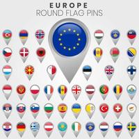 bandiere europee come puntatori della mappa vettore