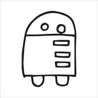 semplice disegno in stile doodle. robot. simpatico robot disegnato a mano con linee. illustrazione divertente per i bambini vettore