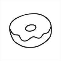 disegno vettoriale in ciambella in stile doodle. ciambella di disegno a tratteggio semplice, torta. illustrazione in bianco e nero