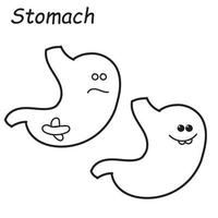 illustrazione vettoriale d'archivio disegno in stile doodle. stomaco dell'organo interno, sano e malato. illustrazione a colori per bambini su un tema medico.