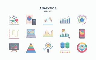 grafico e set di icone di analisi dei dati vettore