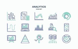 grafico e set di icone di analisi dei dati vettore
