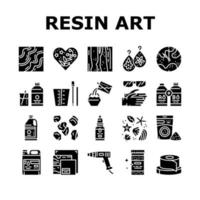 icone della collezione di creazione di arte della resina impostate il vettore