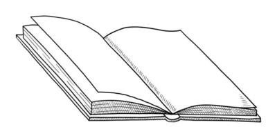 libro aperto vettoriale isolato su uno sfondo bianco. scarabocchio disegnando a mano