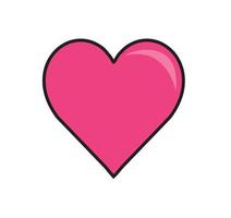 cuore piatto lucido clip art rosa tratto illustrazione icona vettore