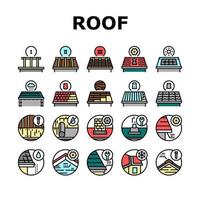 set di icone per la raccolta di lavori di sostituzione del tetto vettore