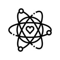 atomo con illustrazione vettoriale dell'icona della linea del cuore del cuore