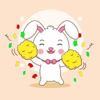 simpatico coniglio come cheerleader. illustrazione del personaggio dei cartoni animati del coniglietto. vettore