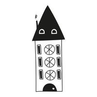 casa di doodle disegnato a mano. illustrazione vettoriale. icona della casa di doodle in bianco e nero. vettore