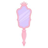 specchio principessa rosa con corona. cornice a mano cartone animato per decorazioni di compleanno per ragazze. illustrazione vettoriale carino isolato su sfondo bianco.