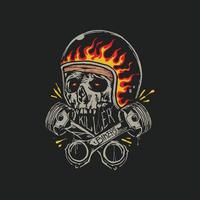 l'illustrazione di stile del tatuaggio dell'annata del motociclista assassino vettore