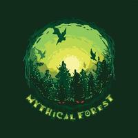 la mitica foresta in stile cartone animato illustrazione vettore