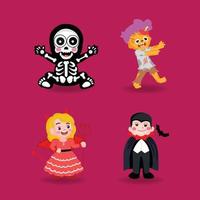 set di personaggi di halloween dei cartoni animati vettore