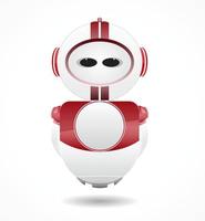 robot volante del fumetto in colore rosso e bianco isolato vettore