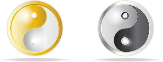 simbolo yin yang in due colori nero e oro vettore