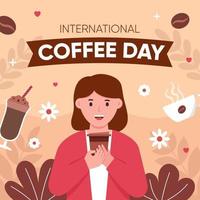 celebrazione della giornata internazionale del caffè per post o feed sui social media vettore