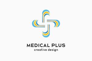 design del logo medico plus con un concetto creativo vettore