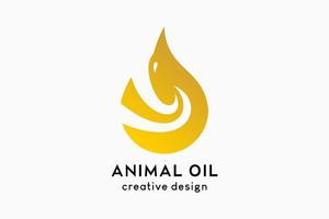 disegno del logo dell'olio animale, icona della goccia a forma di uccello che vola verso l'alto vettore