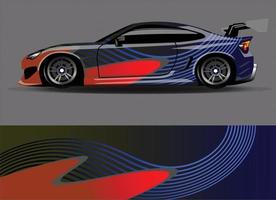 vettore di disegno dell'involucro dell'auto. grafica astratta stripe racing kit di sfondo disegni per avvolgere veicoli da corsa auto da rally avventura e livrea