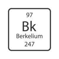 simbolo del berkelio. elemento chimico della tavola periodica. illustrazione vettoriale. vettore