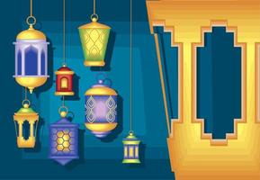 lanterne arabe luce vettore