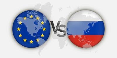 concetto di bandiere ue vs russia. illustrazione vettoriale. vettore