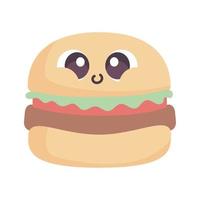 icona hamburger kawaii vettore