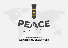 giornata internazionale mondiale contro i test nucleari con mappa del razzo volante vettore