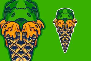 cono gelato illustrazione vettoriale in stile cartone animato