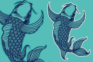 blu pesce koi illustrazione vettoriale in stile cartone animato