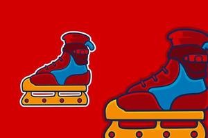 inline skate illustrazione vettoriale in stile cartone animato