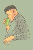 uomo che beve caffè illustrazione vettoriale
