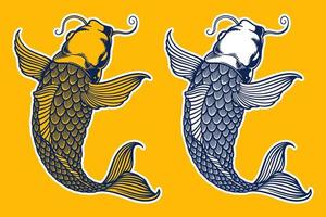 pesce koi dorato illustrazione vettoriale stile cartone animato