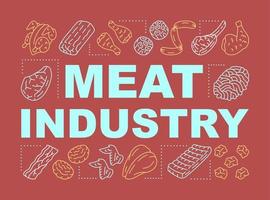 macelleria, banner di concetti di parole dell'industria della carne. presentazione del mercato agricolo, sito web. idea tipografica lettering isolato con icone lineari. illustrazione di contorno vettoriale di ingredienti barbecue naturali