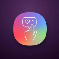 come l'icona dell'app del pulsante contatore. interfaccia utente uiux. notifica di attività sui social media. nuovo come. seguaci. applicazioni web o mobili. illustrazione vettoriale isolato