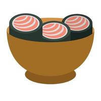 sushi in ciotola cibo giapponese vettore