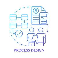 icona del concetto di gradiente blu di progettazione del processo. determinare piano e strategia. illustrazione della linea sottile dell'idea astratta della fase di pianificazione sociale. disegno di contorno isolato. vettore