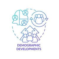sviluppi demografici icona del concetto di gradiente blu. cambiamento della popolazione. esempio di pianificazione sociale illustrazione al tratto sottile di idea astratta. disegno di contorno isolato. vettore