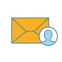 icona a colori mirata per l'email marketing. mailing list. annuncio di posta elettronica. invio di lettere ai clienti. pubblicità via e-mail. marketing online. mailing di massa. illustrazione vettoriale isolato